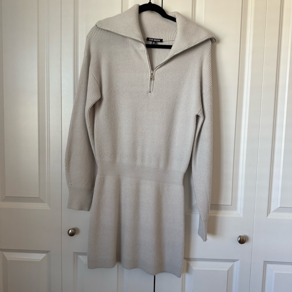 Steve Madden Off-White Knit Sweater Dress